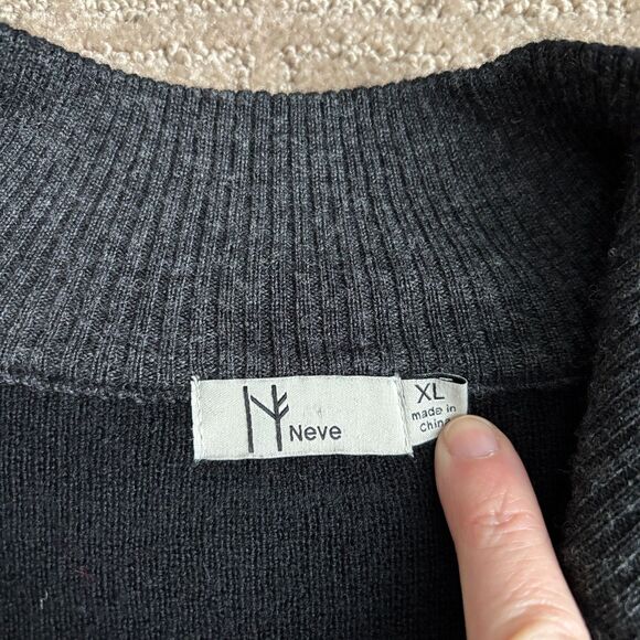 Neve 100% Merino Wool 1/4 Zip Sweater Pullover Women's XL Chevron Ski Black - Picture 4 of 8